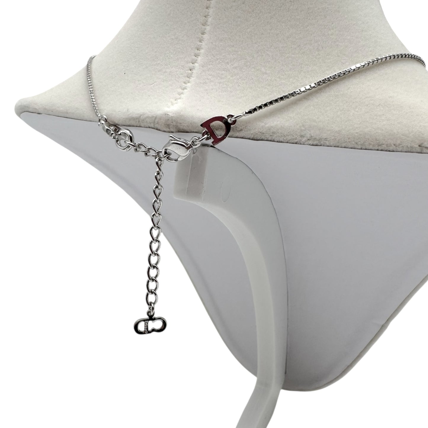 Christian Dior Silver Lock Charm Necklace