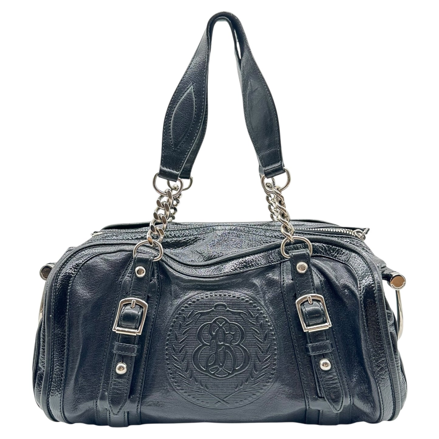 Balenciaga Black Leather Crest Logo Papillon Bag