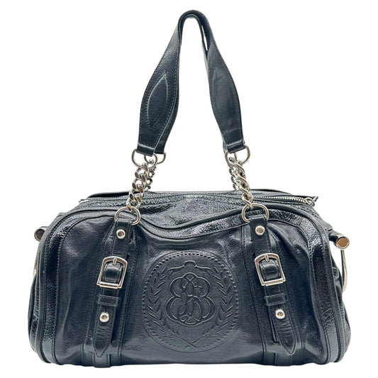Balenciaga Black Leather Crest Logo Papillon Bag