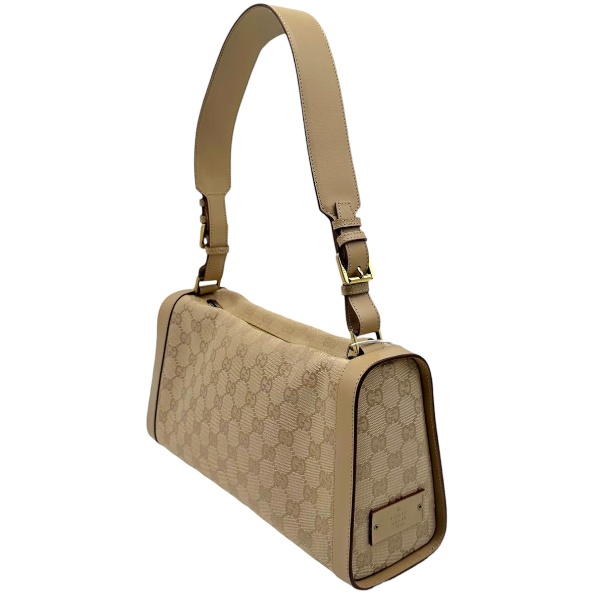 Gucci Shoulder Bag Light Beige Monogram Canvas Leather