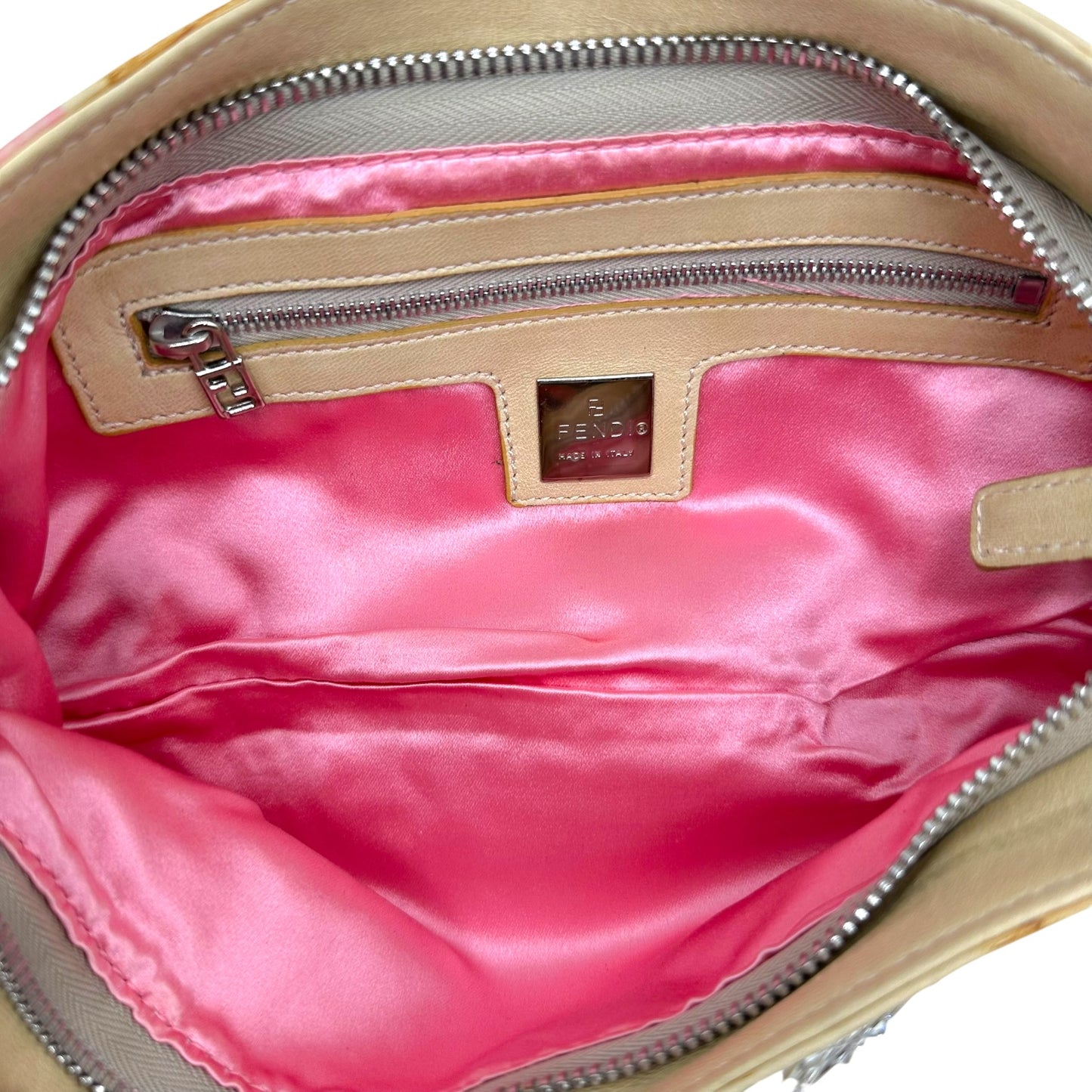 Fendi Pastel Painted Leather & Beaded Rhinestone Embellished Crossbody Baguette Bag