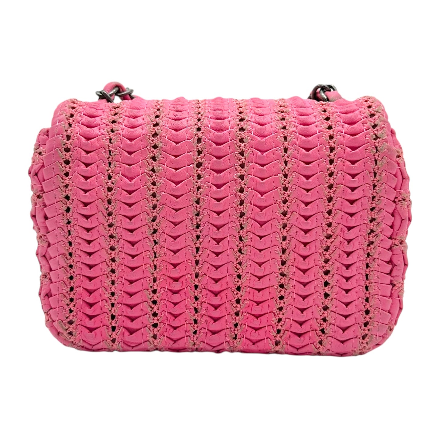 Chanel Paris-Seoul Pink Woven Leather Mini Square Flap Bag 2016