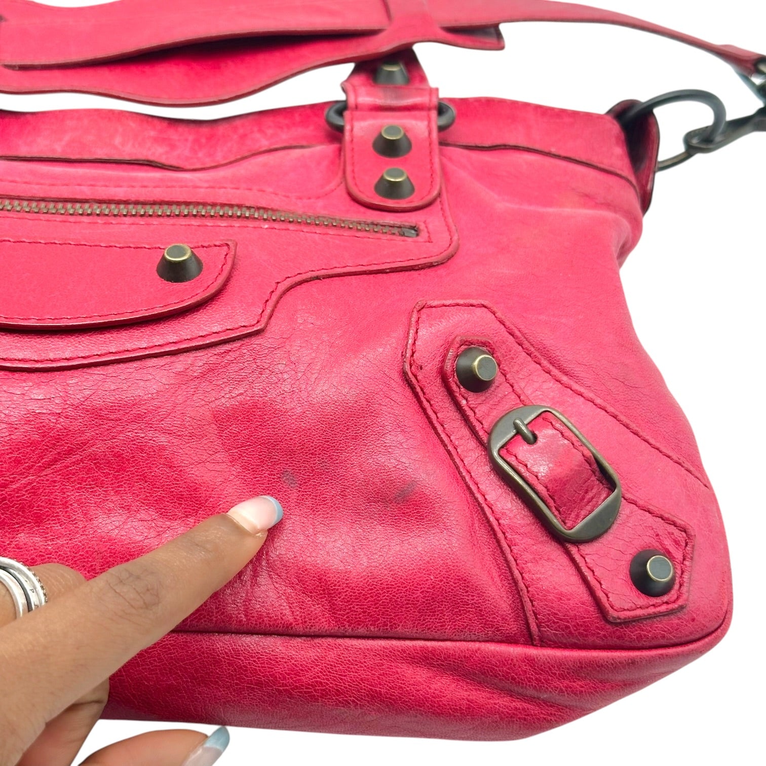 Balenciaga Red Leather City Bag 2-Way Design