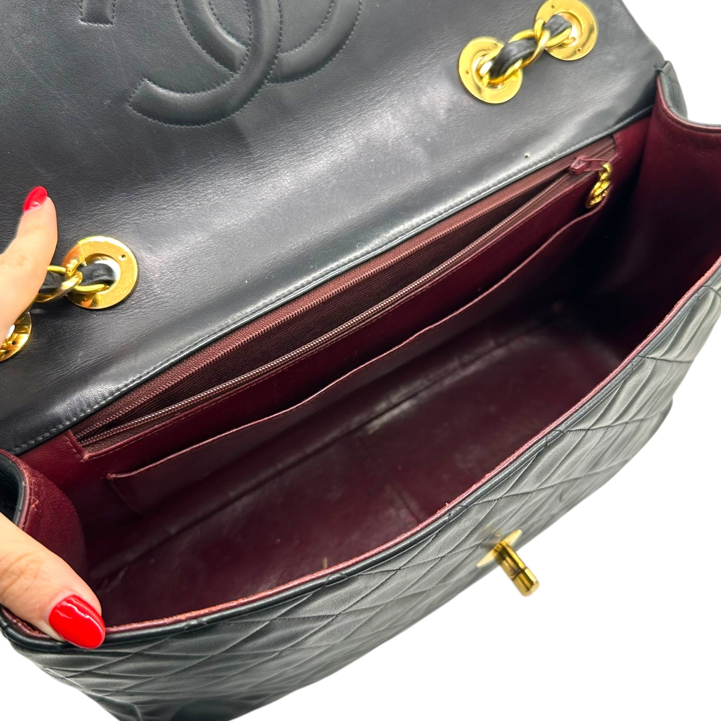Chanel 90's Black Lambskin Maxi Flap Bag