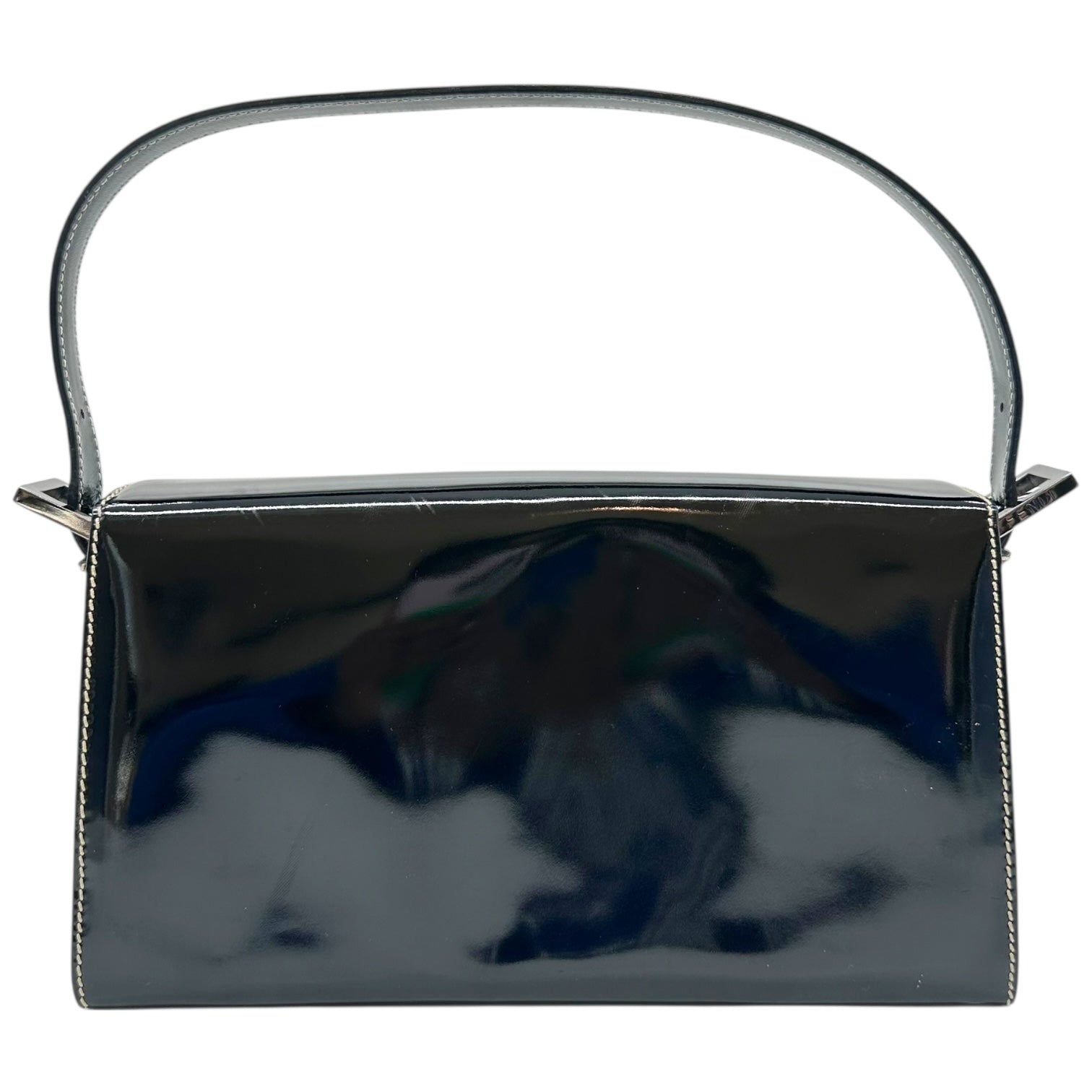 Fendi Black Patent Leather Structured Baguette Bag - Outfit Repeater