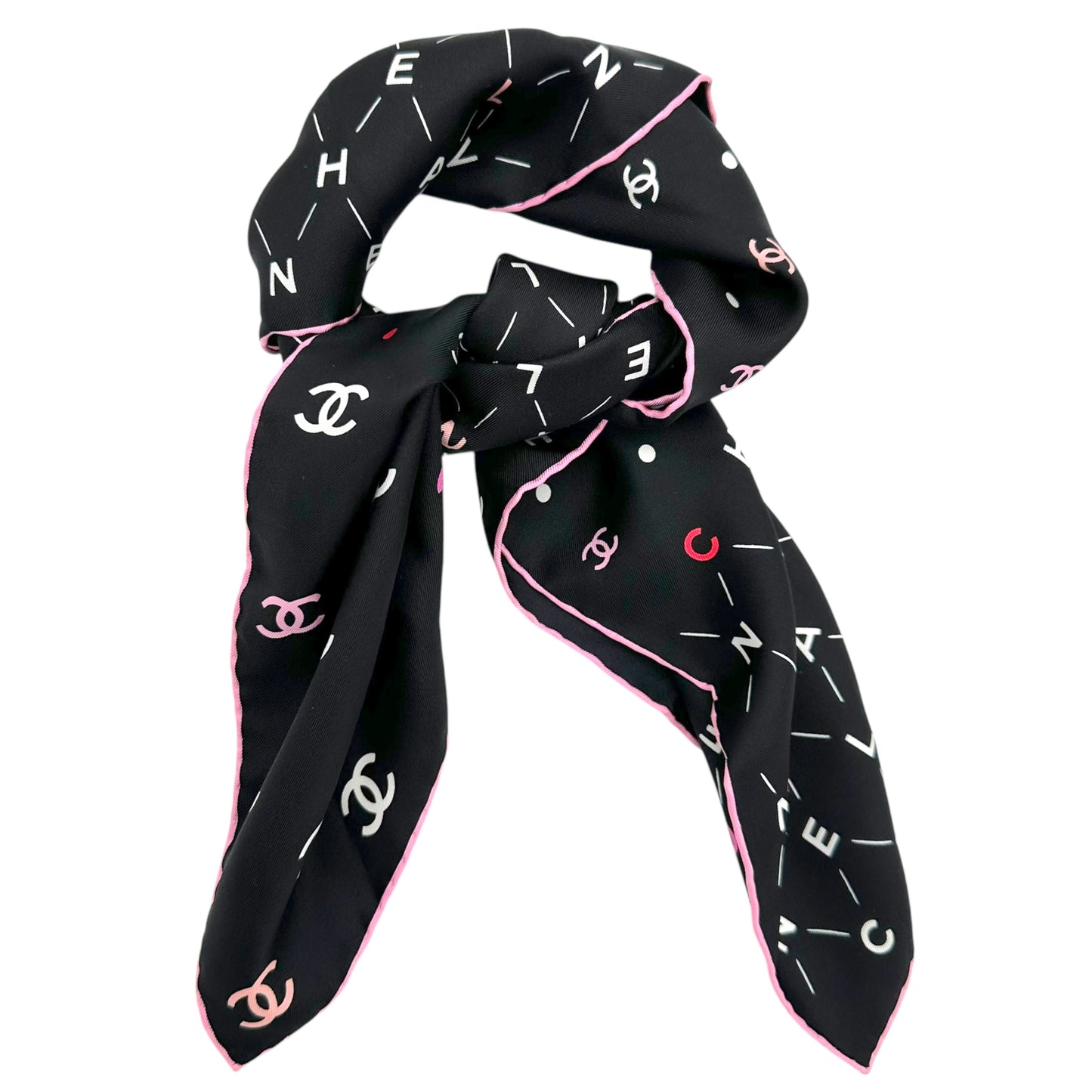 Chanel Multicolor Logo Silk Scarf