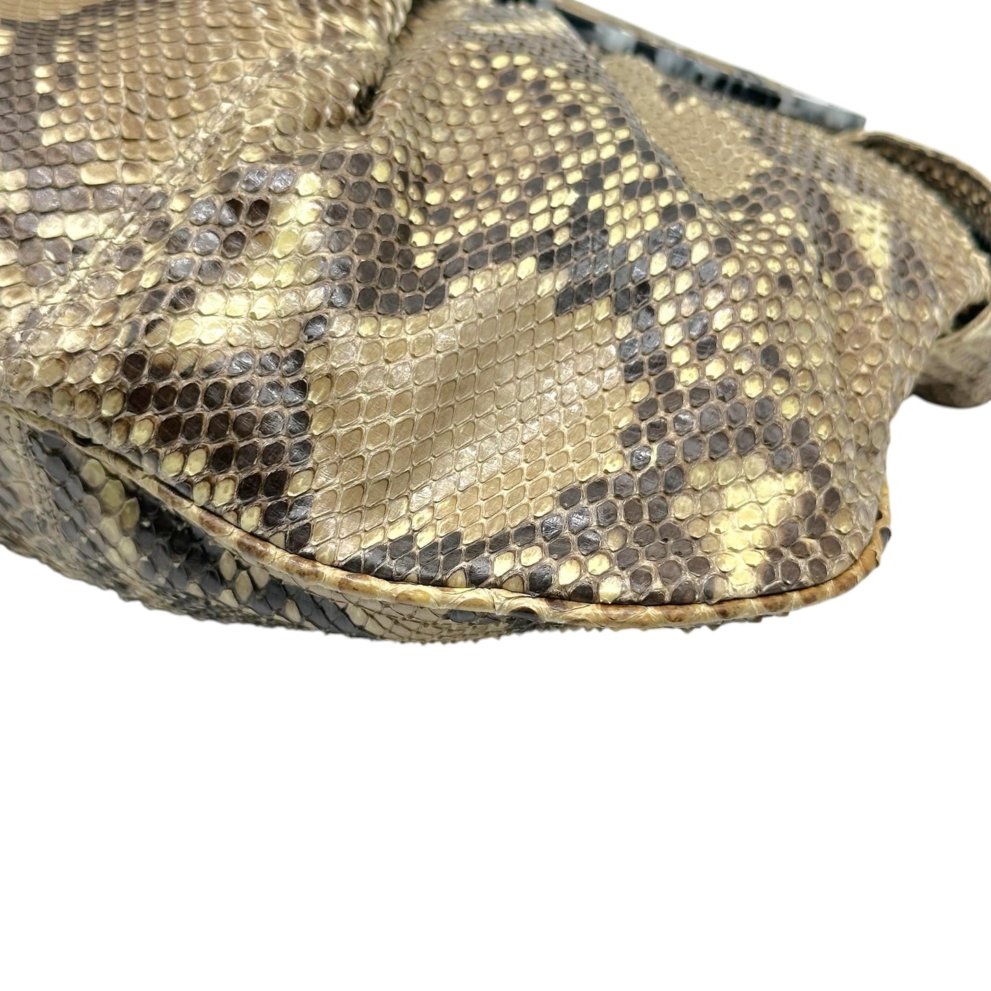 Fendi Beige Python Convertible Clutch Shoulder Bag