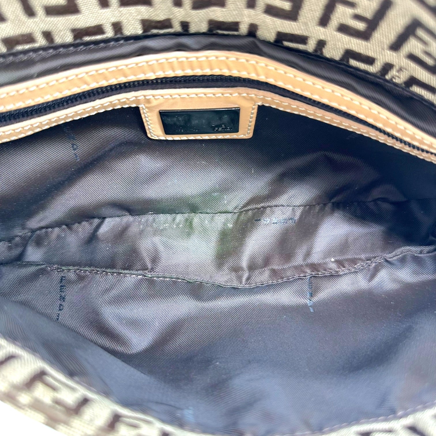 Fendi Baguette Bag Tan Zucchino Monogram Fabric