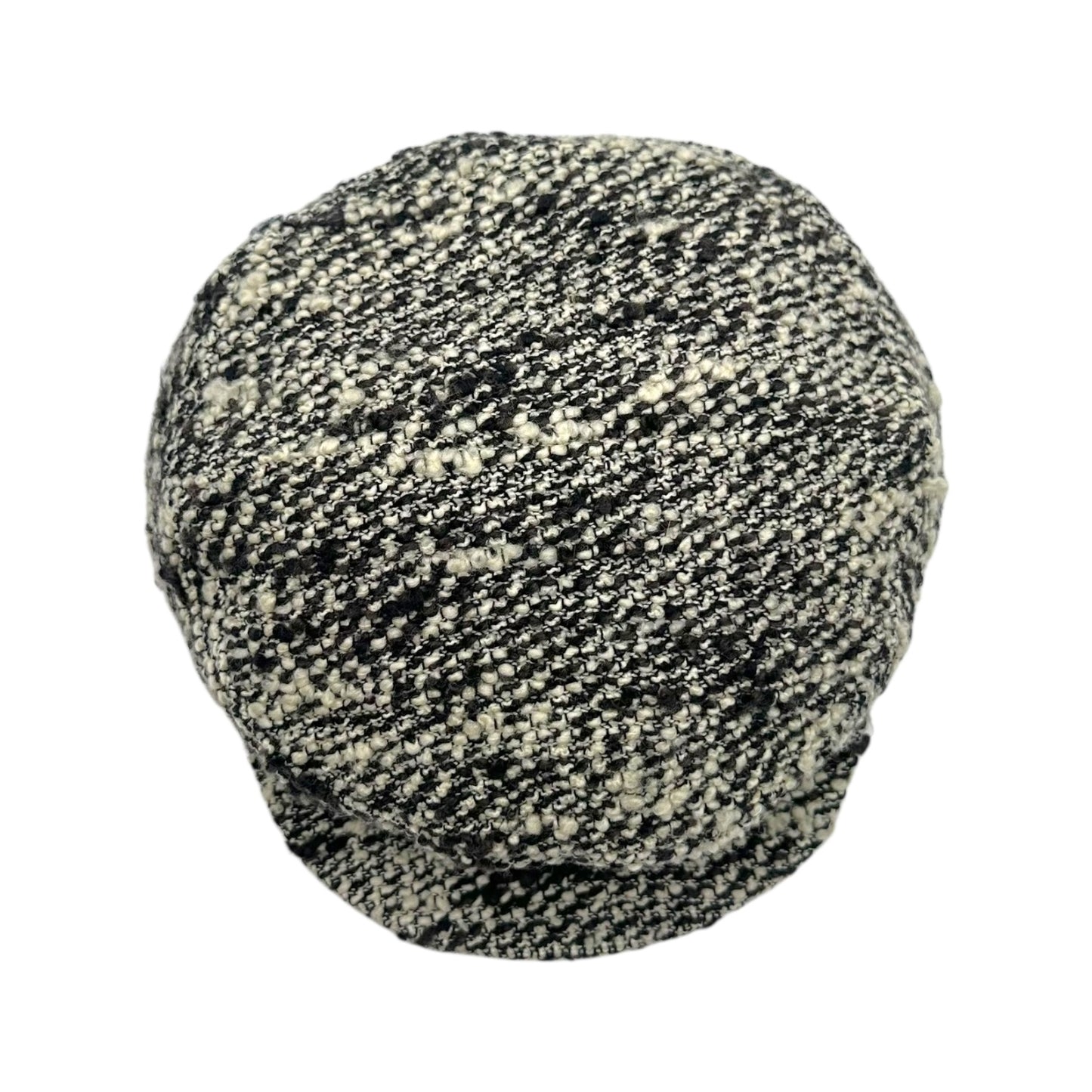 Chanel Black & White Tweed Newsboy Hat w/ Nail Polish Charm