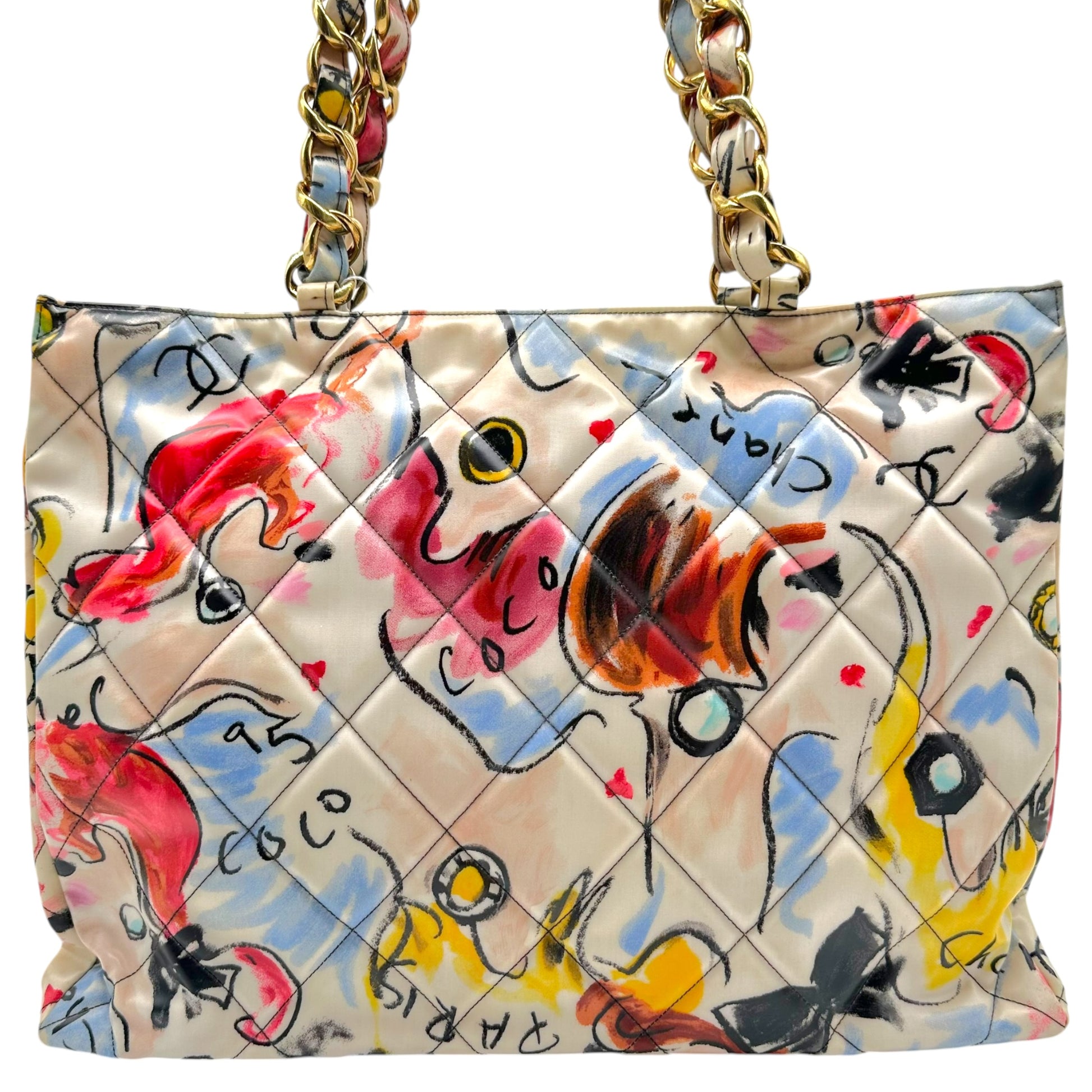 Chanel Multicolor Coated Canvas Tote Bag with CC Logo