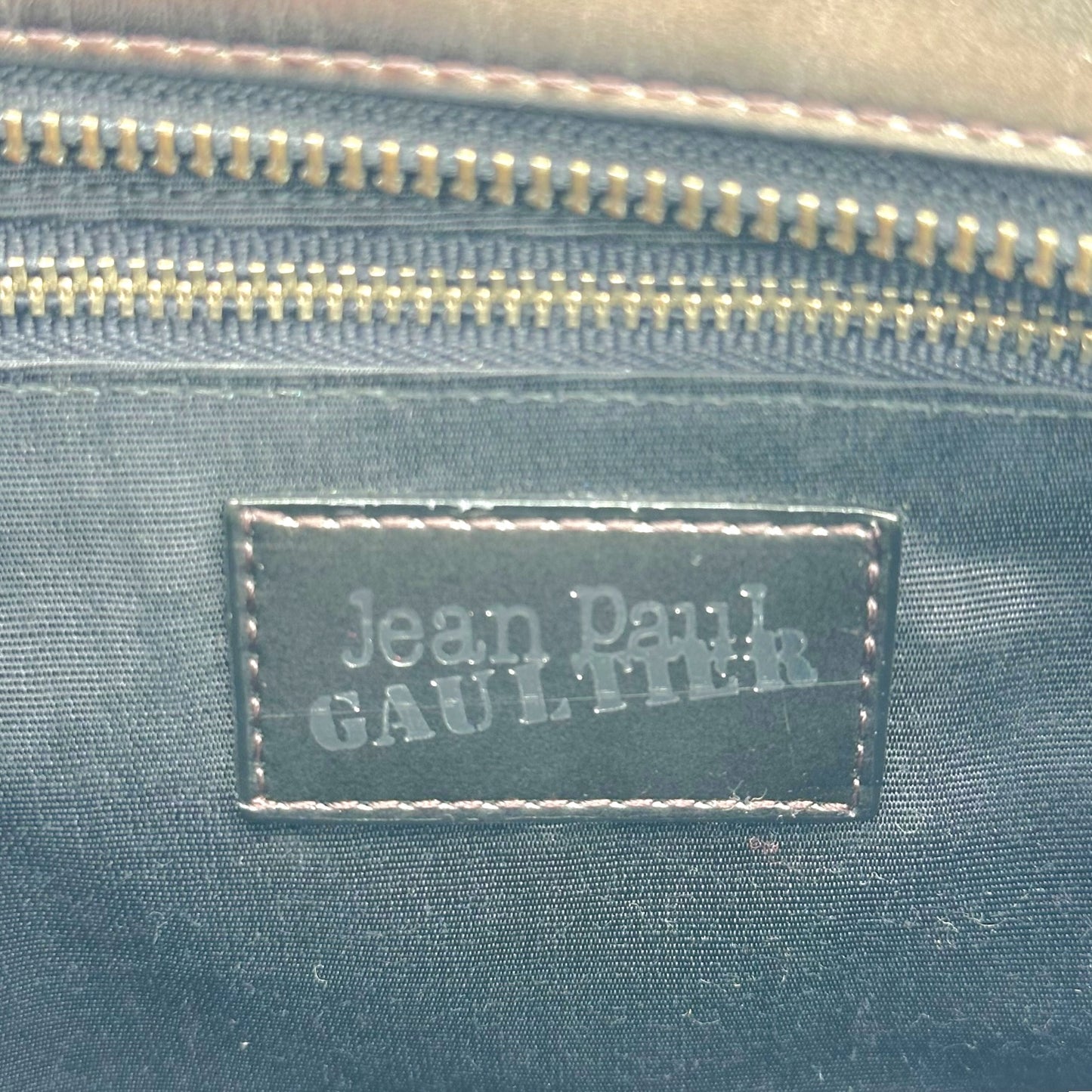 Jean Paul Gaultier Gray 'Gun' Embossed Leather Handbag