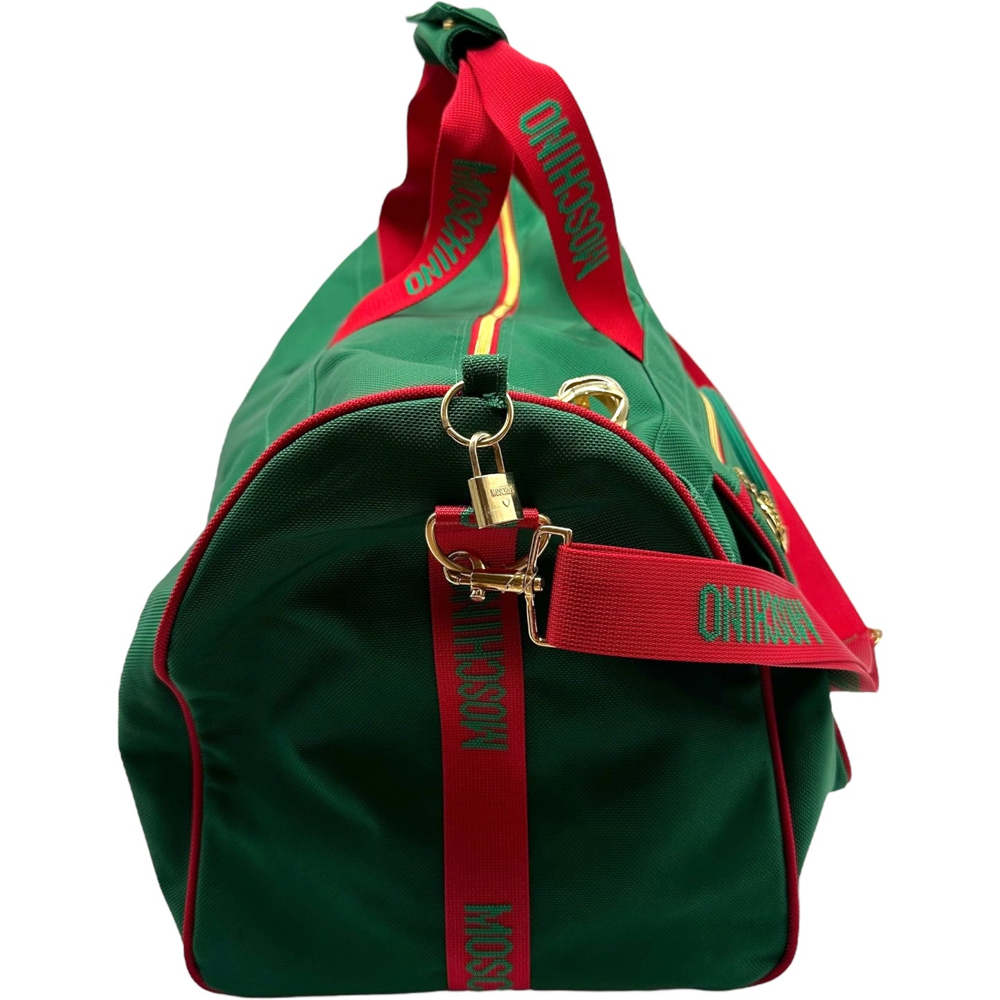 Moschino 90's Green & Red Peace Sign Large Duffle Bag