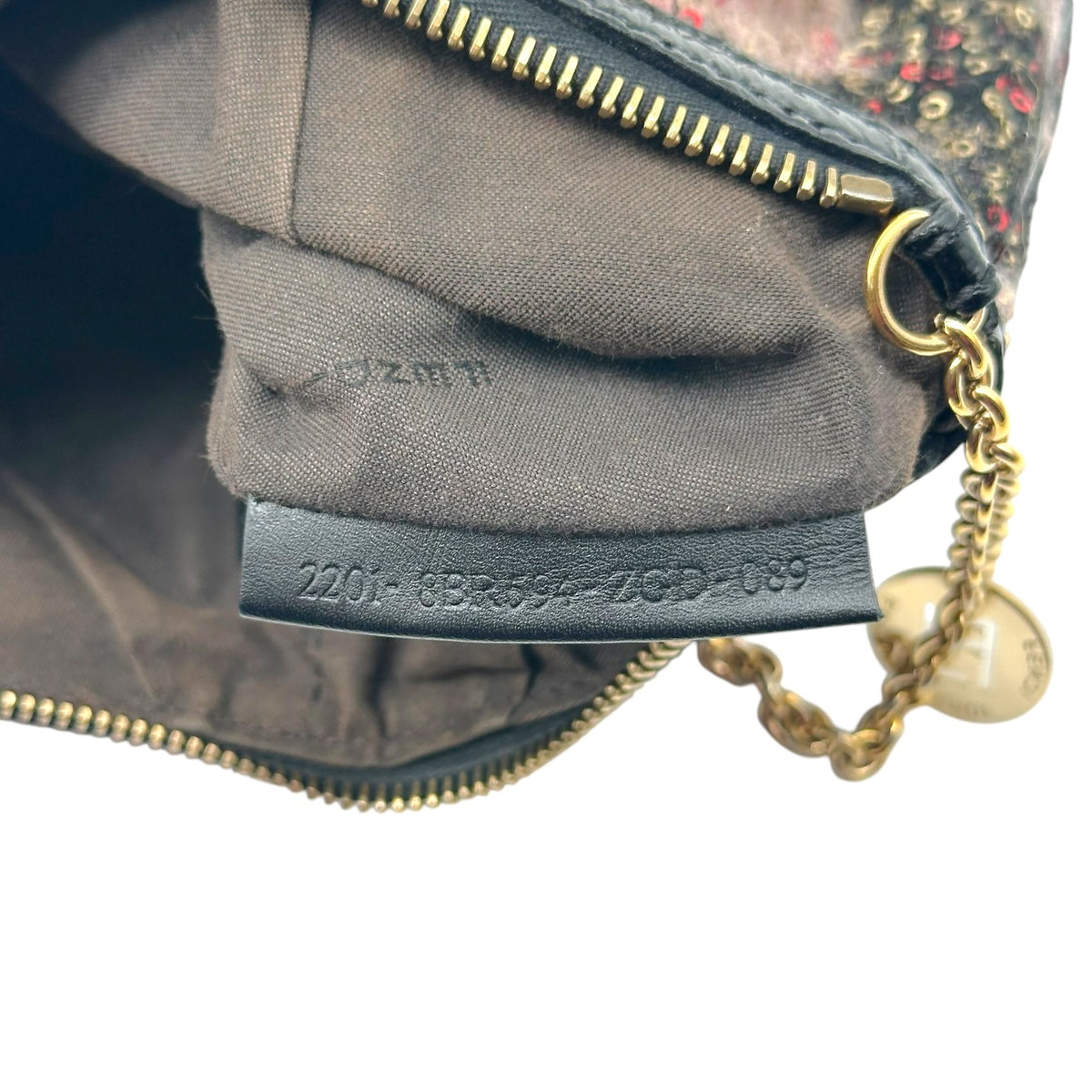 Fendi Pochette Bag Pink Black Sequin Wool
