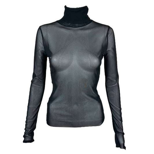Jean Paul Gaultier Black Mesh Turtleneck Top