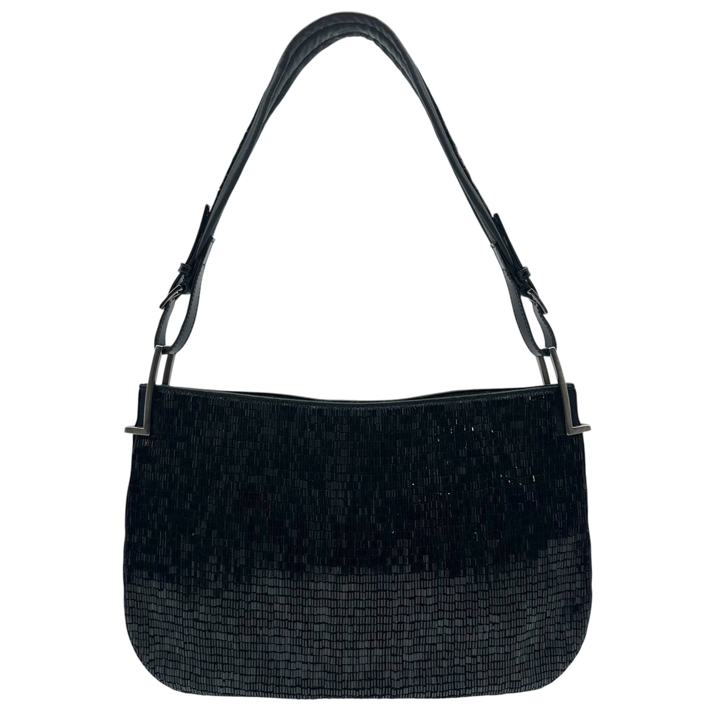 Gucci Silk Shoulder Bag Black Glass Beaded 90's Vintage