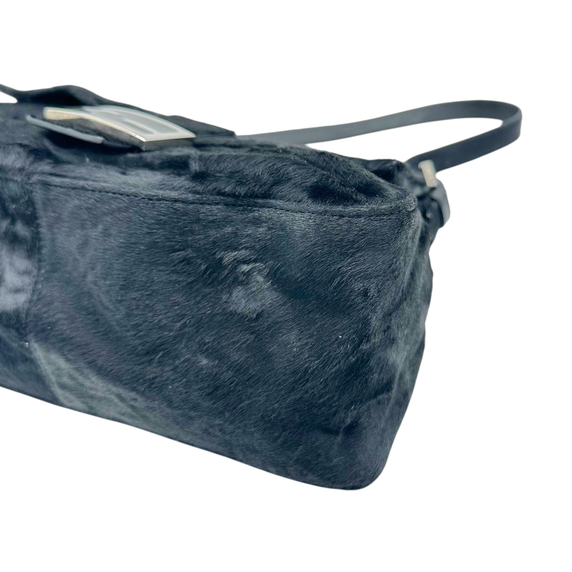 Fendi Black Ponyhair Mama Baguette Shoulder Bag