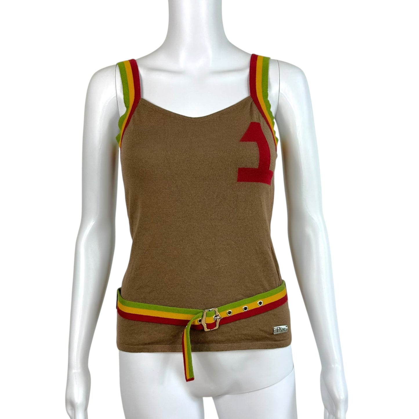 Christian Dior F/W 2004 Rasta Belted Cashmere & Wool Knit Tank