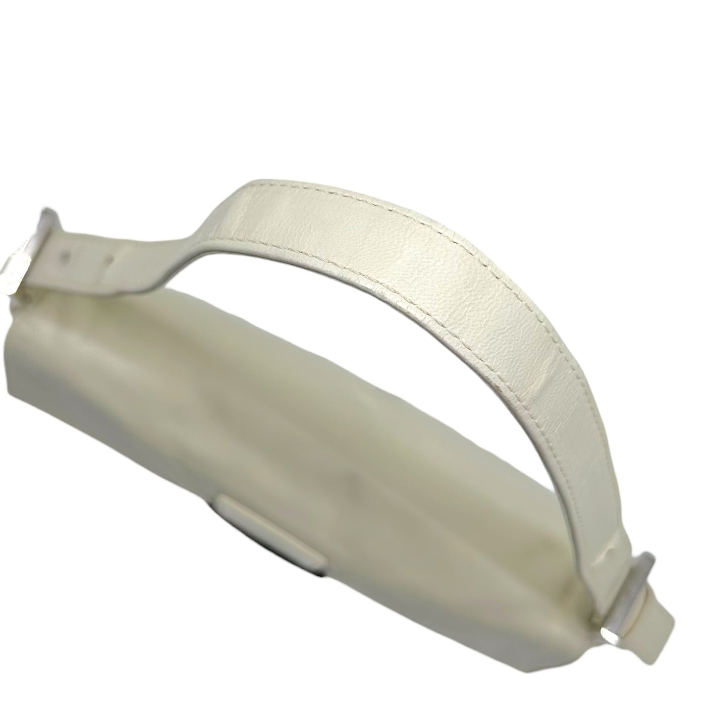 Fendi White Leather Baguette Bag with Silver Hardware