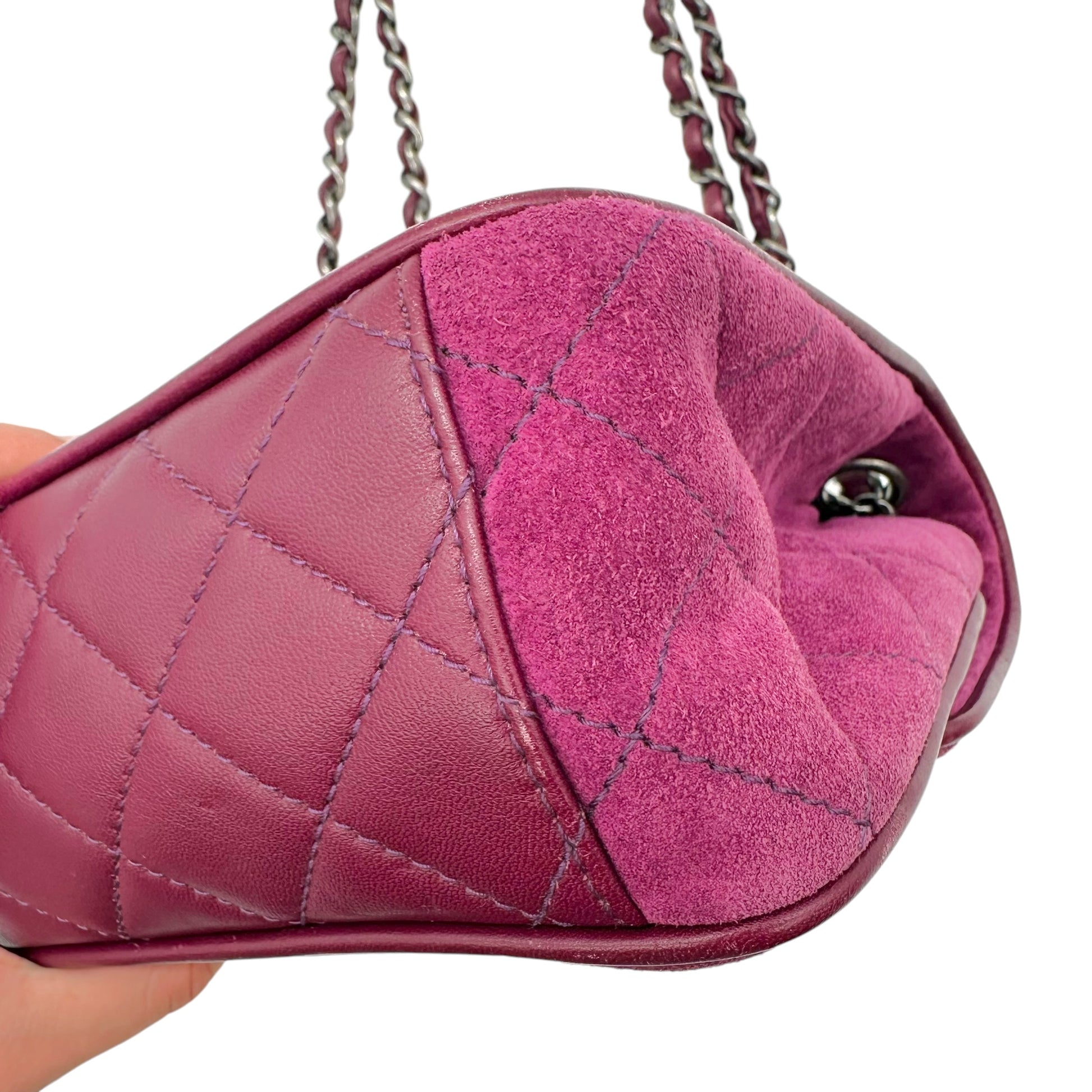 Chanel Small Flap Shoulder Bag Purple Suede Leather