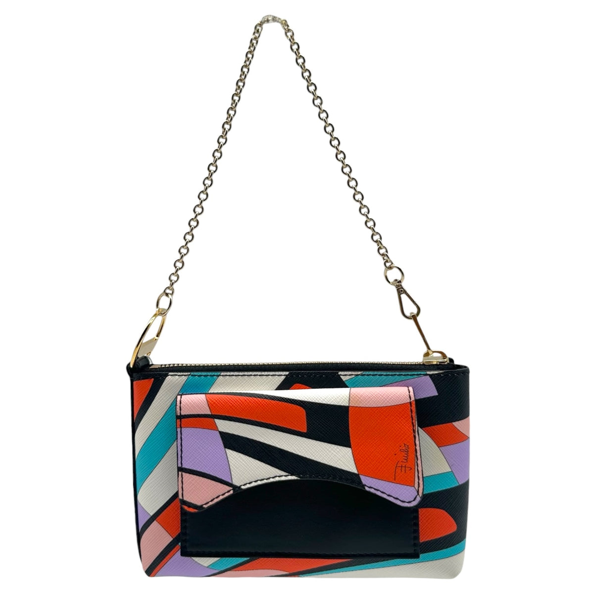 Emilio Pucci Printed PVC Pochette Bag Pink Purple
