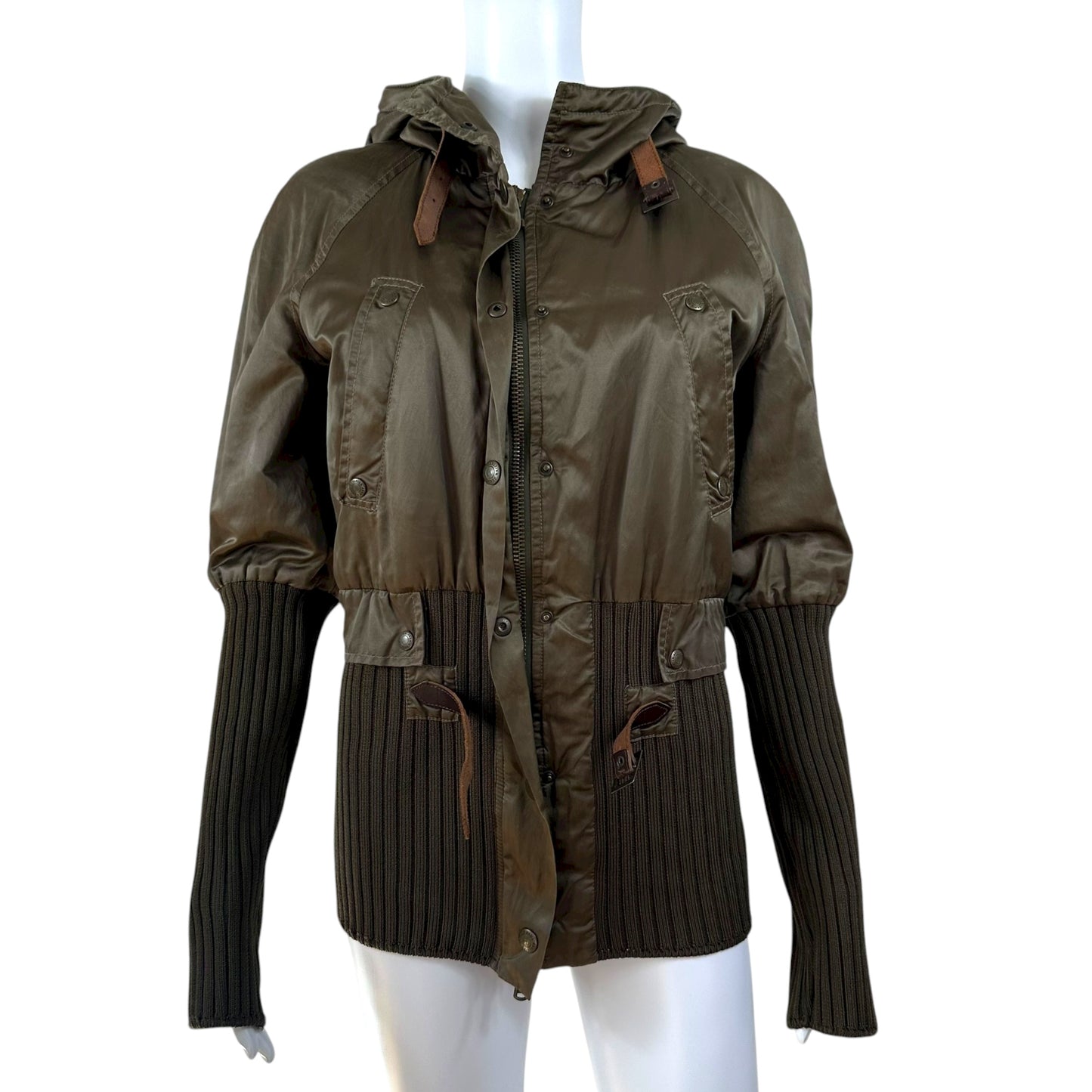 Jean Paul Gaultier Jean's 90's Khaki Green Satin Bomber Jacket