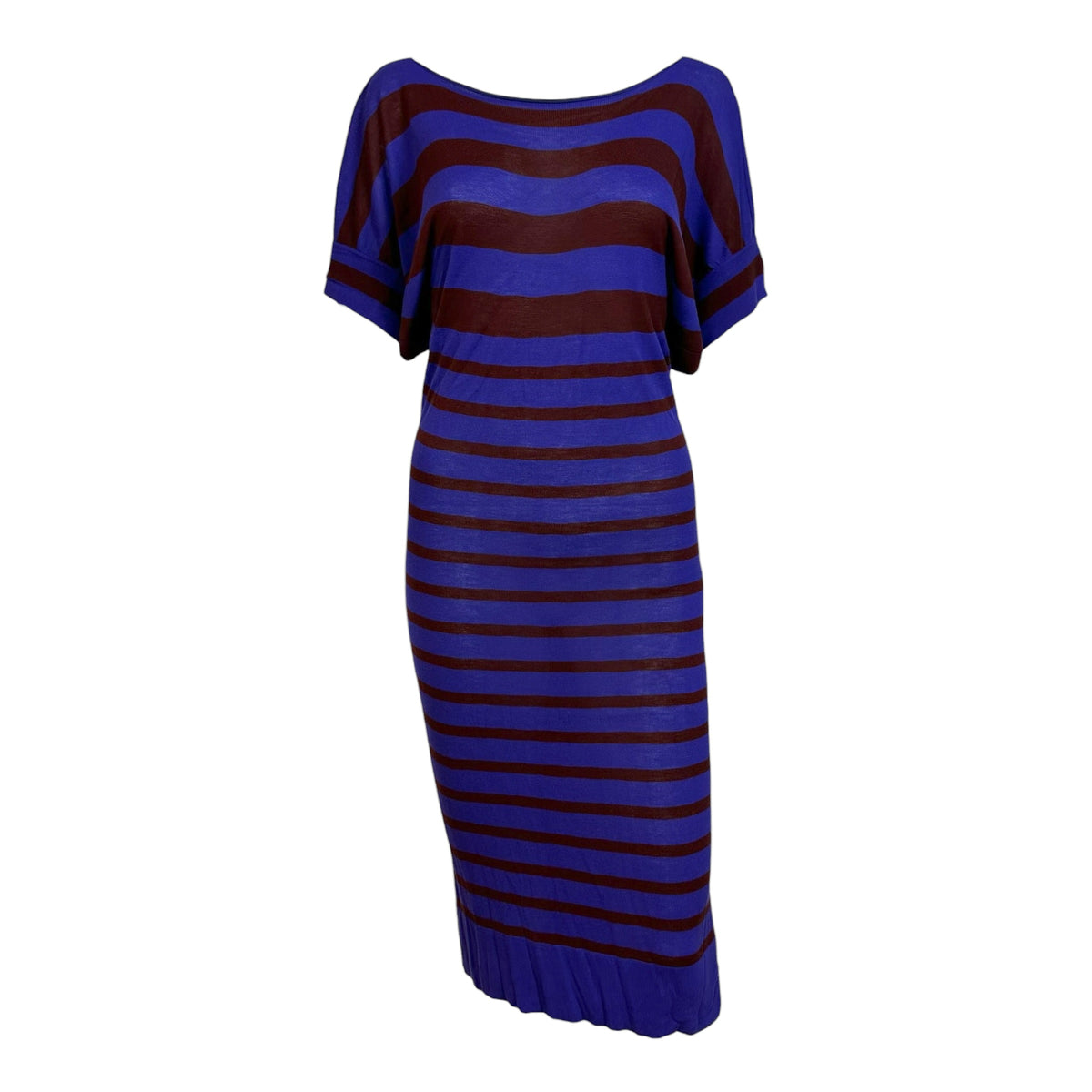 Jean Paul Gautier Purple & Burgundy Striped Open Back Maxi Dress