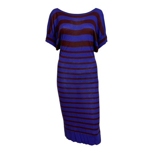 Jean Paul Gaultier Purple Burgundy Striped Maxi Dress