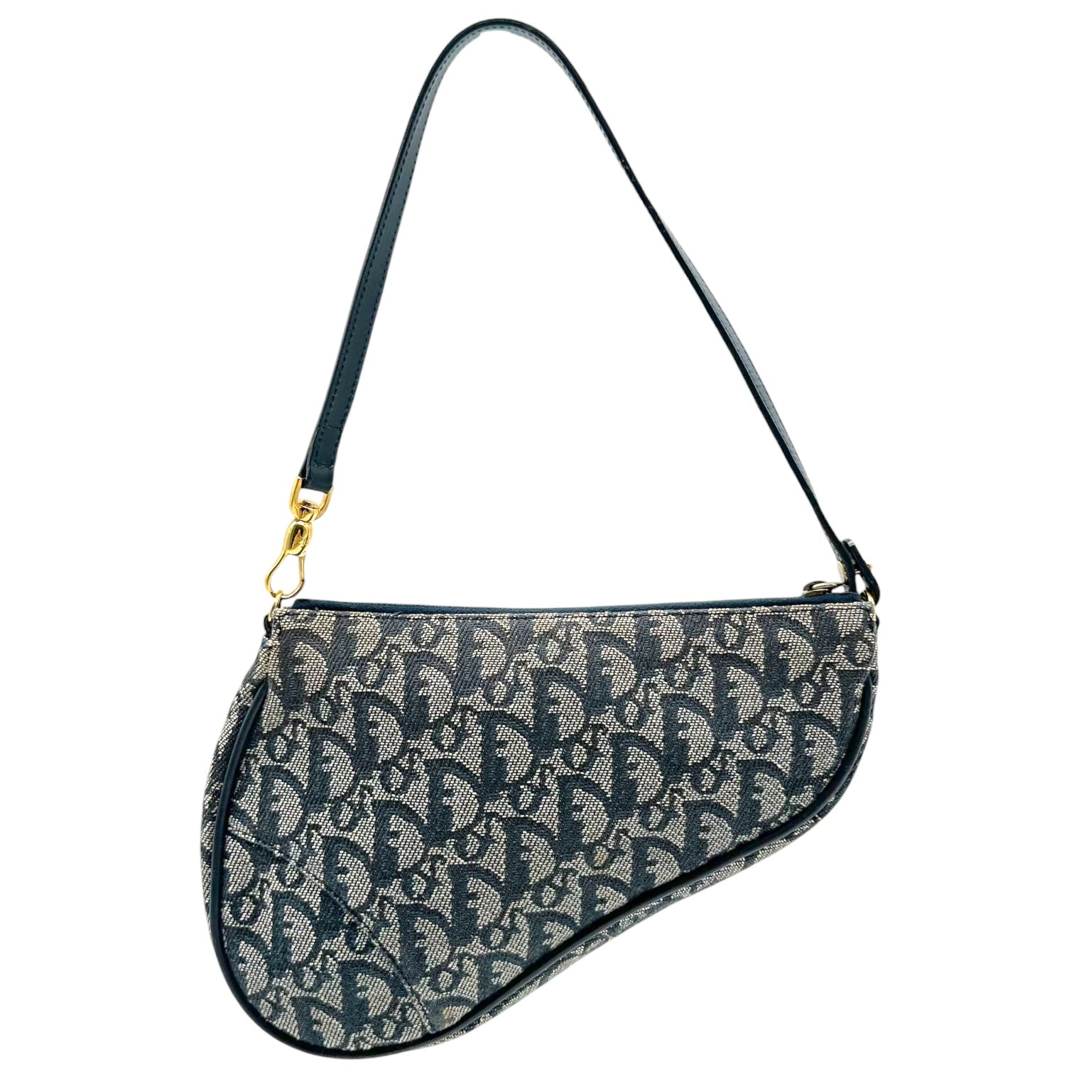 Christian Dior Mini Saddle Bag Navy Blue Trotter Monogram