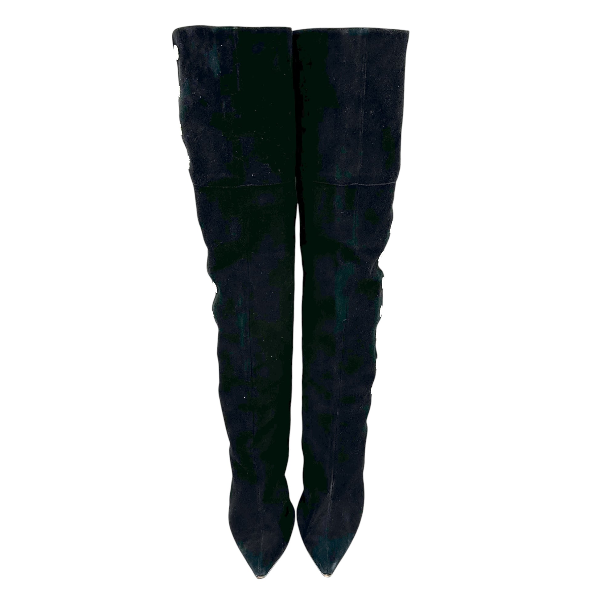 D&G Dolce & Gabbana Black Suede Button Boots - Outfit Repeater