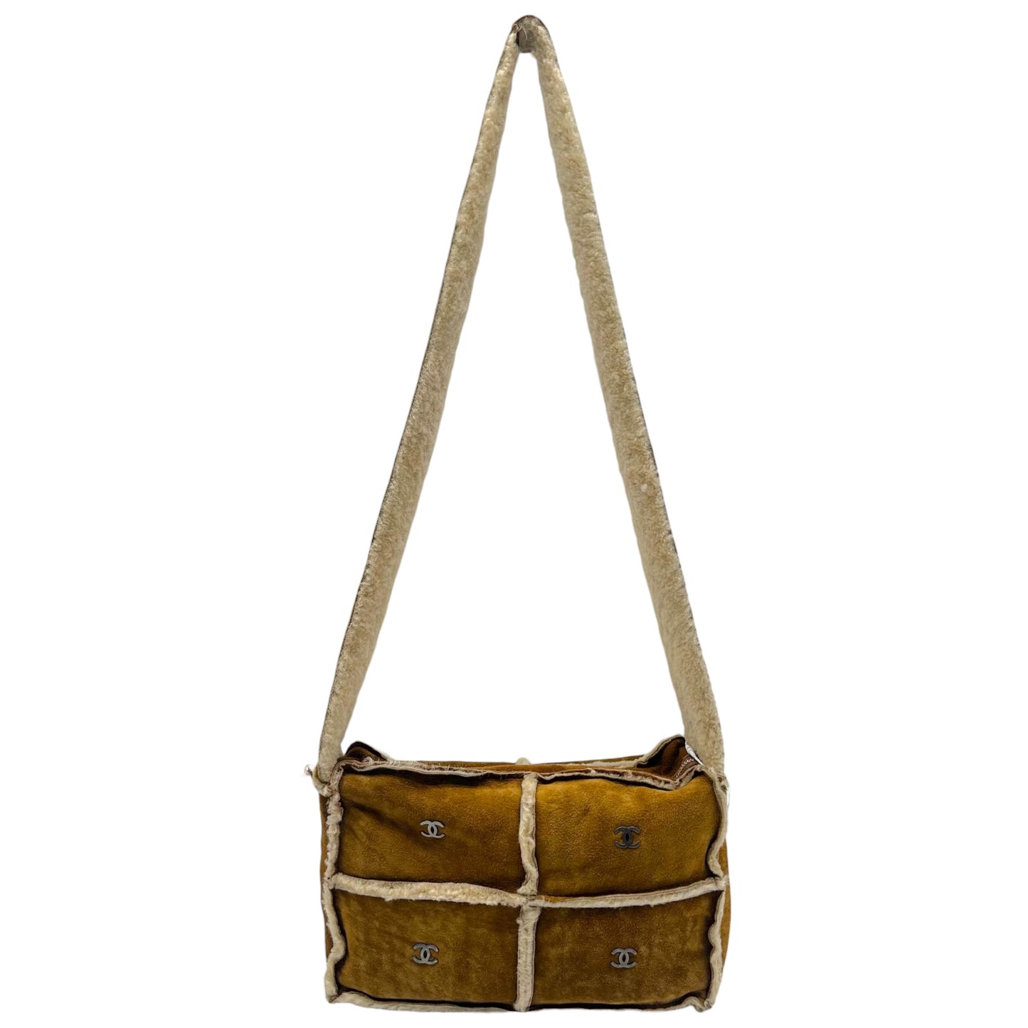 Chanel Brown Shearling CC Logo Crossbody Bag 2000-02