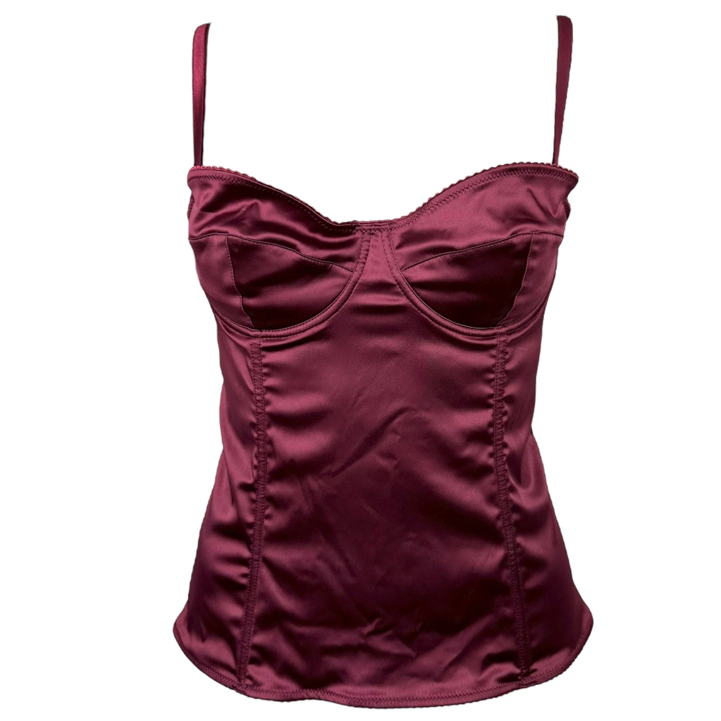 Dolce & Gabbana Burgundy Satin Bustier Corset