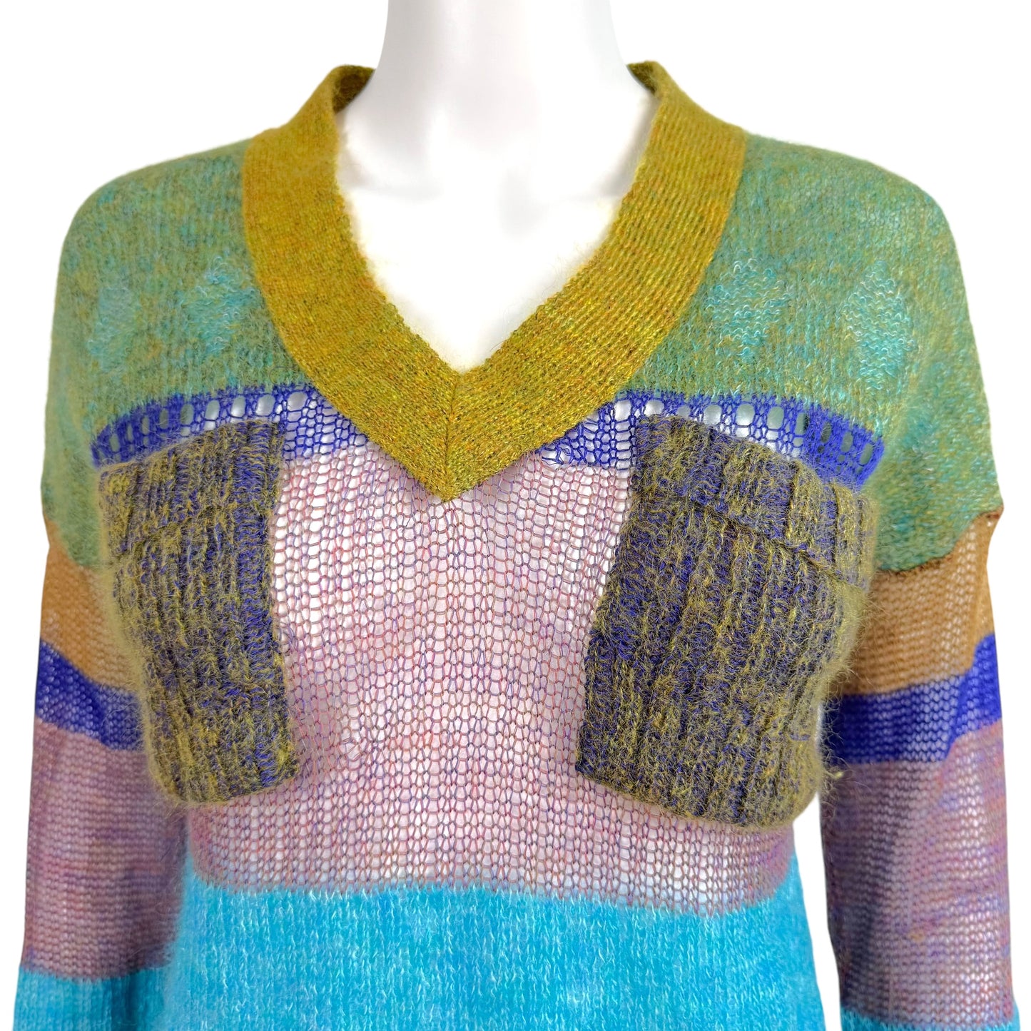 Vivienne Westwood Red Label Multicolor Striped Semi-Sheer Mohair Knit Sweater