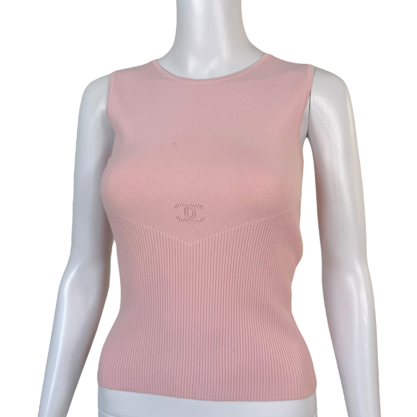 Chanel Spring 2005 Pink Knit Logo Tank - Outfit Repeater