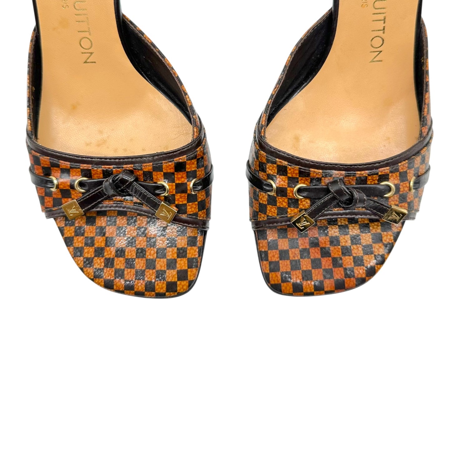 Louis Vuitton Brown Damier Kitten Heel Mules