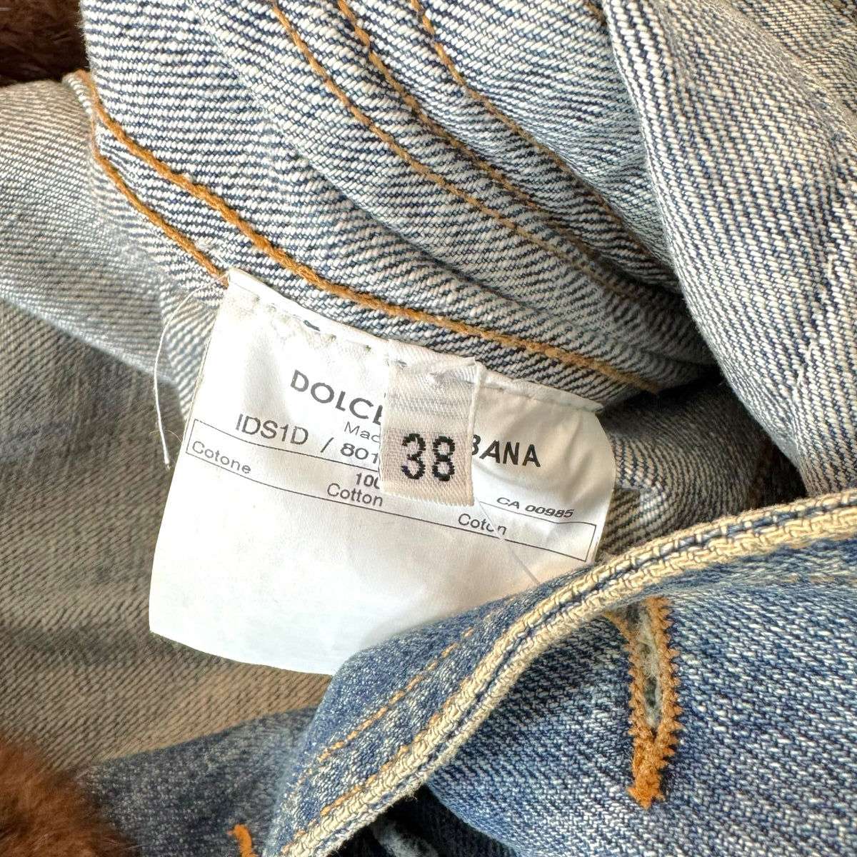 Dolce & Gabbana Denim Logo Embroidered Jacket w/ Mink Fur Collar