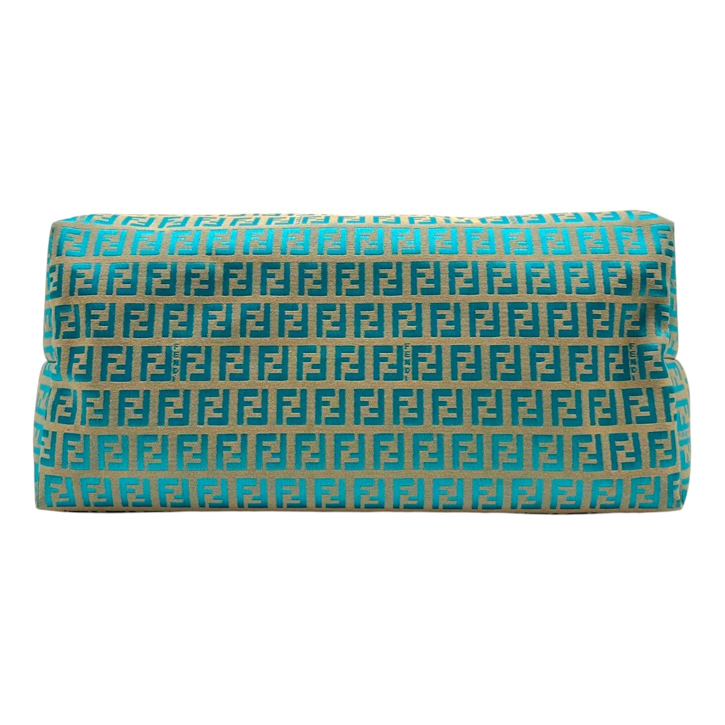 Fendi Tote Bag Tan Turquoise Zucchino Monogram Canvas