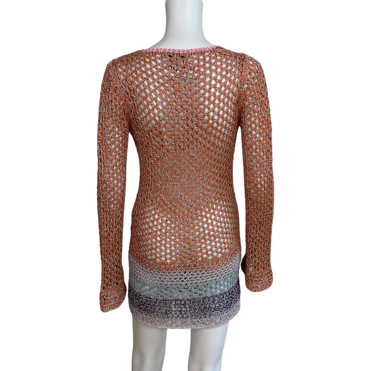 Emilio Pucci Metallic Open Knit Swim Cover Up Mini Dress NEW