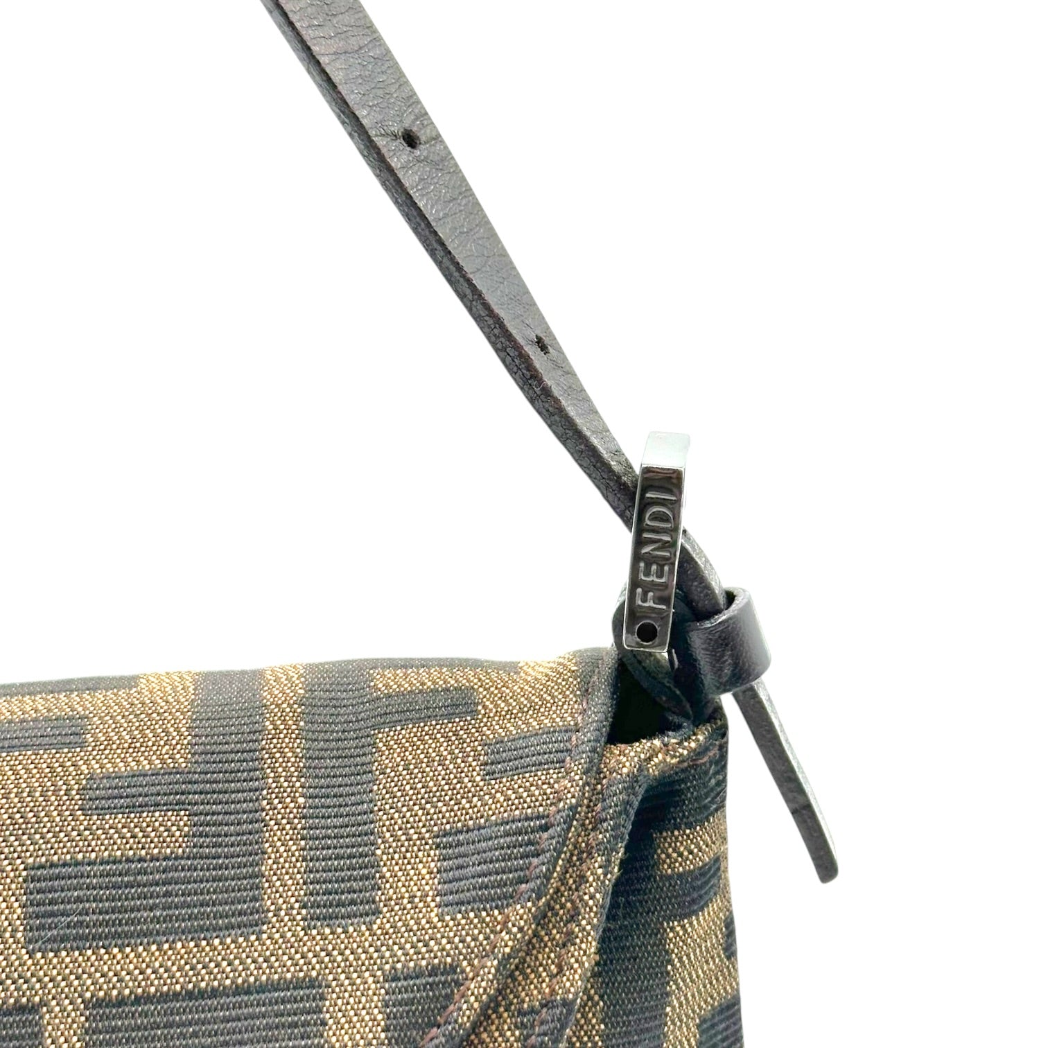 Fendi Large Baguette Bag Zucca Monogram Fold-Over Design