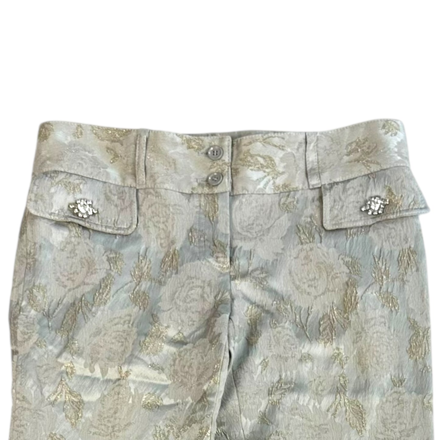 Dolce & Gabbana Silver Damask & Rhinestone Pants