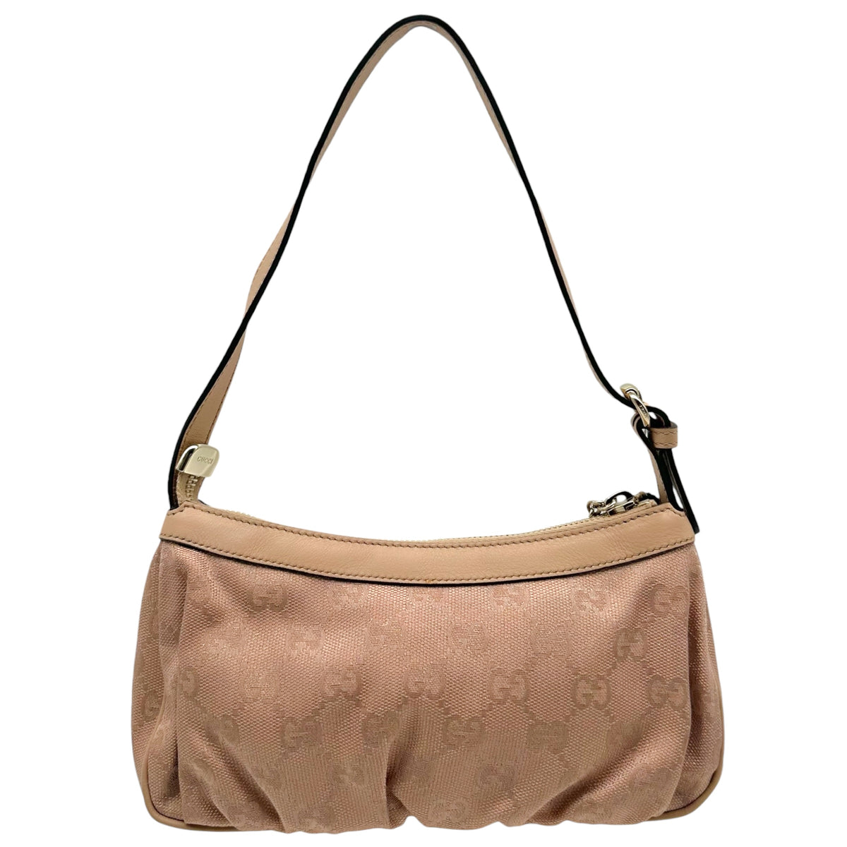 Gucci Pink Metallic Monogram Heart Zip Pochette Bag