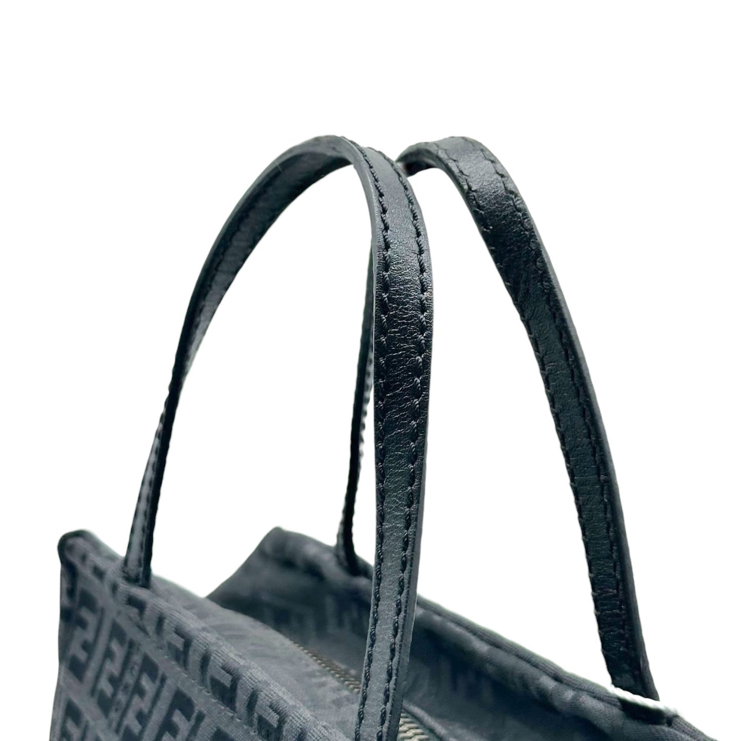 Fendi Black Zucchino Monogram Top Handle Square Pochette Bag