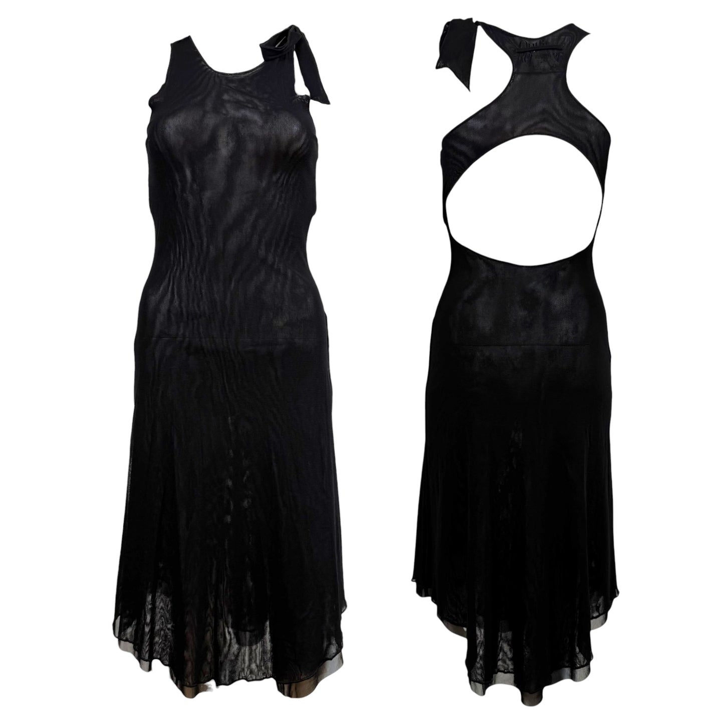 Jean Paul Gaultier Black Mesh Open Back Midi Dress