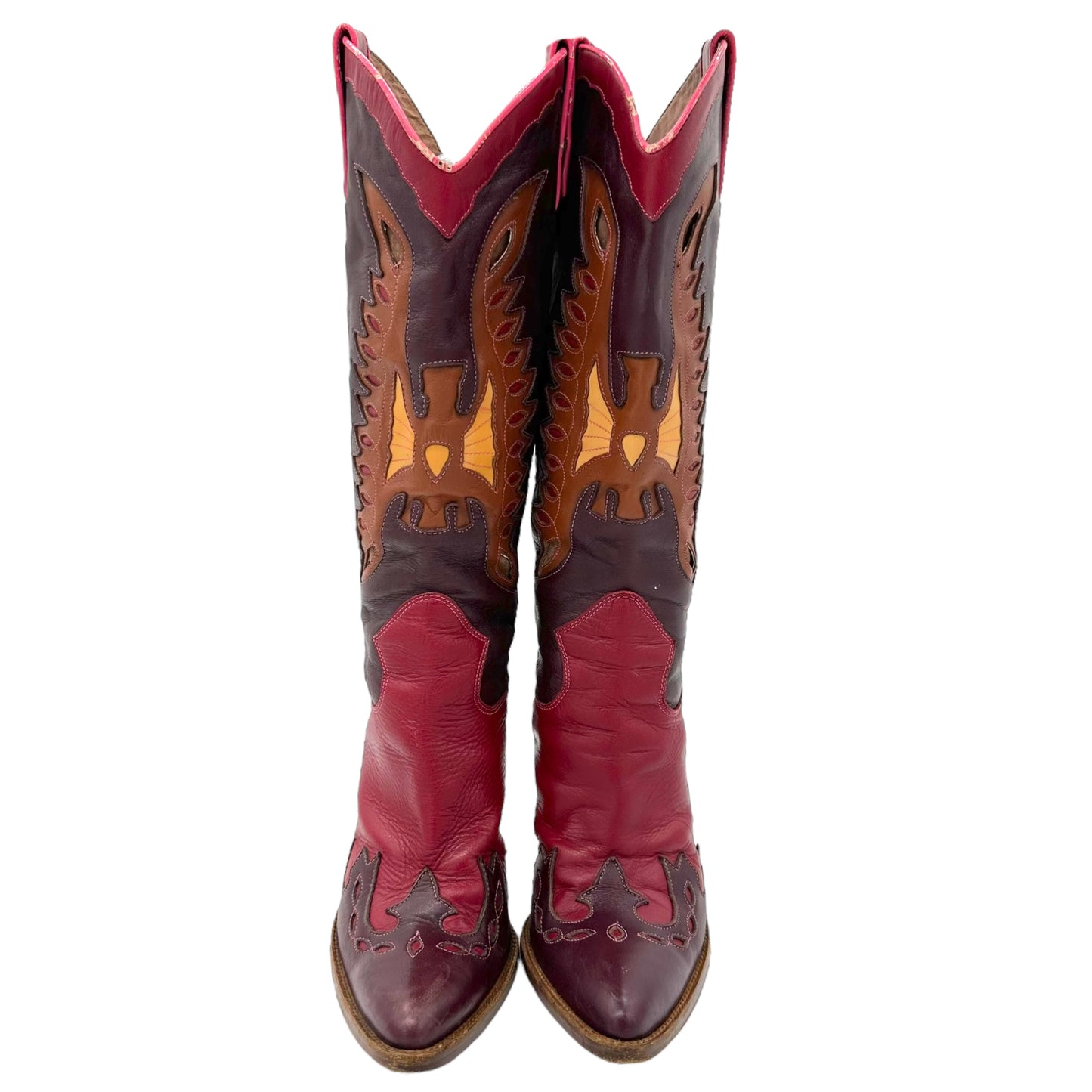 D&G Dolce & Gabbana Red Leather Cowboy Boots