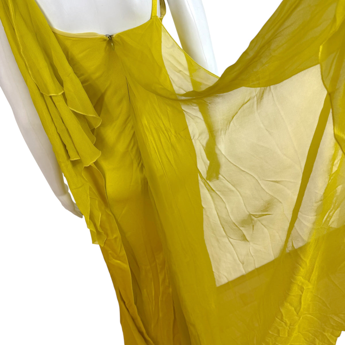 Versace Collection Yellow Silk Gown with Medusa Logo Hardware