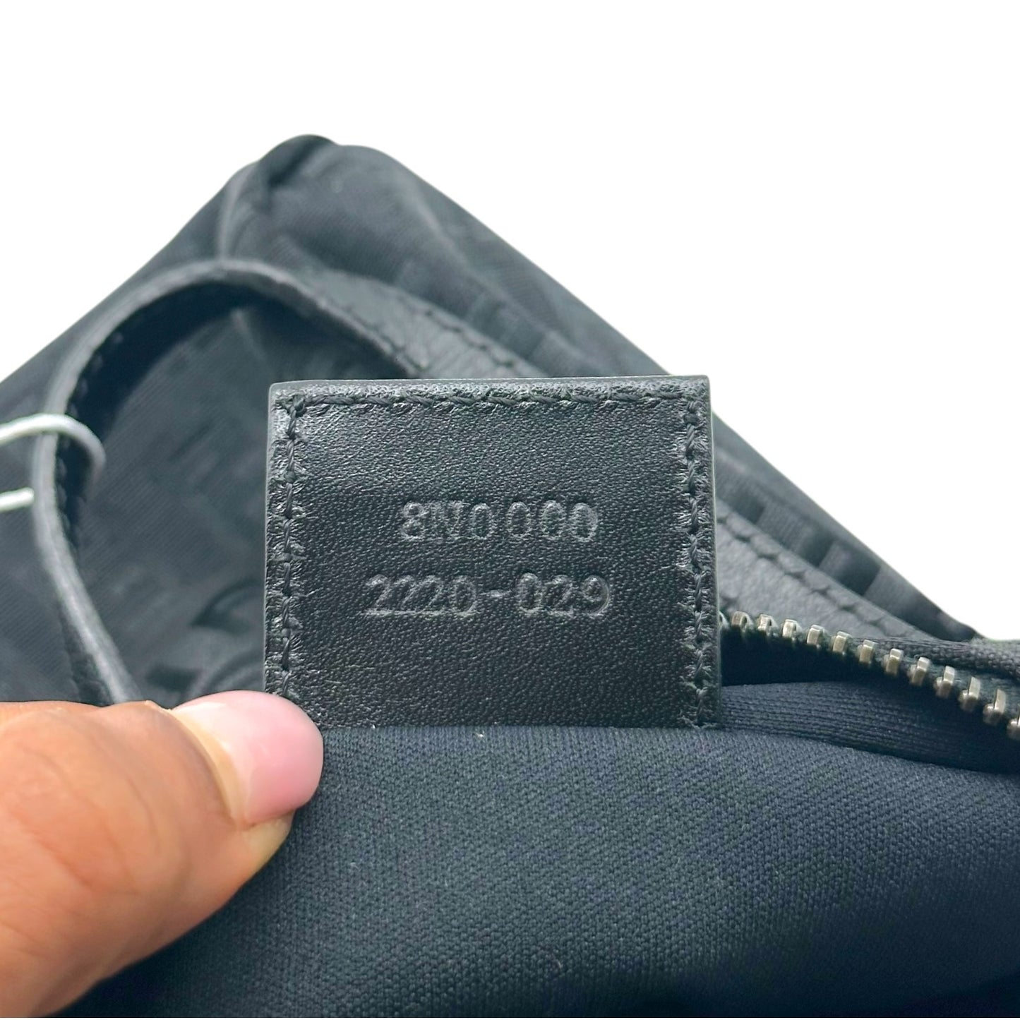 Fendi Black Zucchino Monogram Top Handle Square Pochette Bag