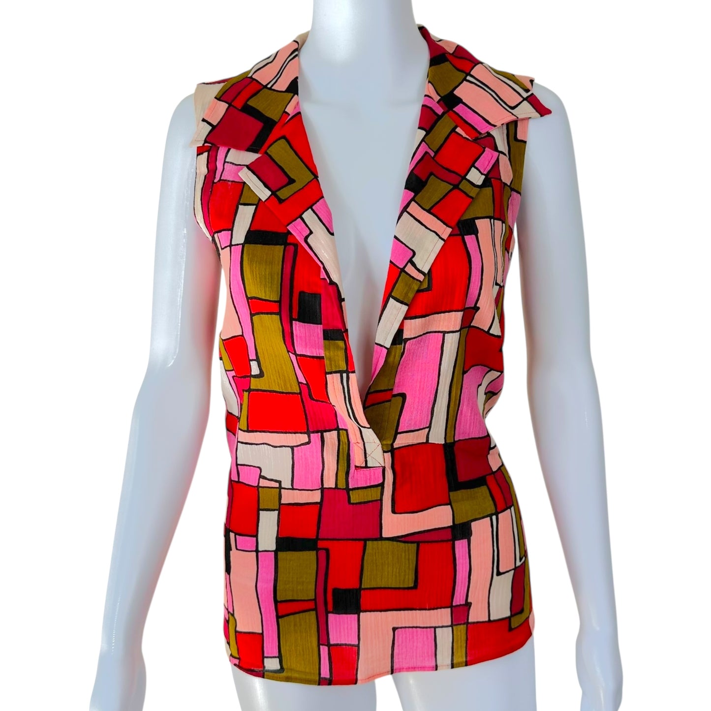 D&G Dolce & Gabbana S/S 2001 Printed Sleeveless Blouse Top