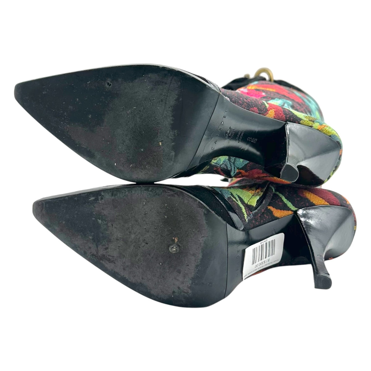 Casadei Floral Black Suede Heeled Boots