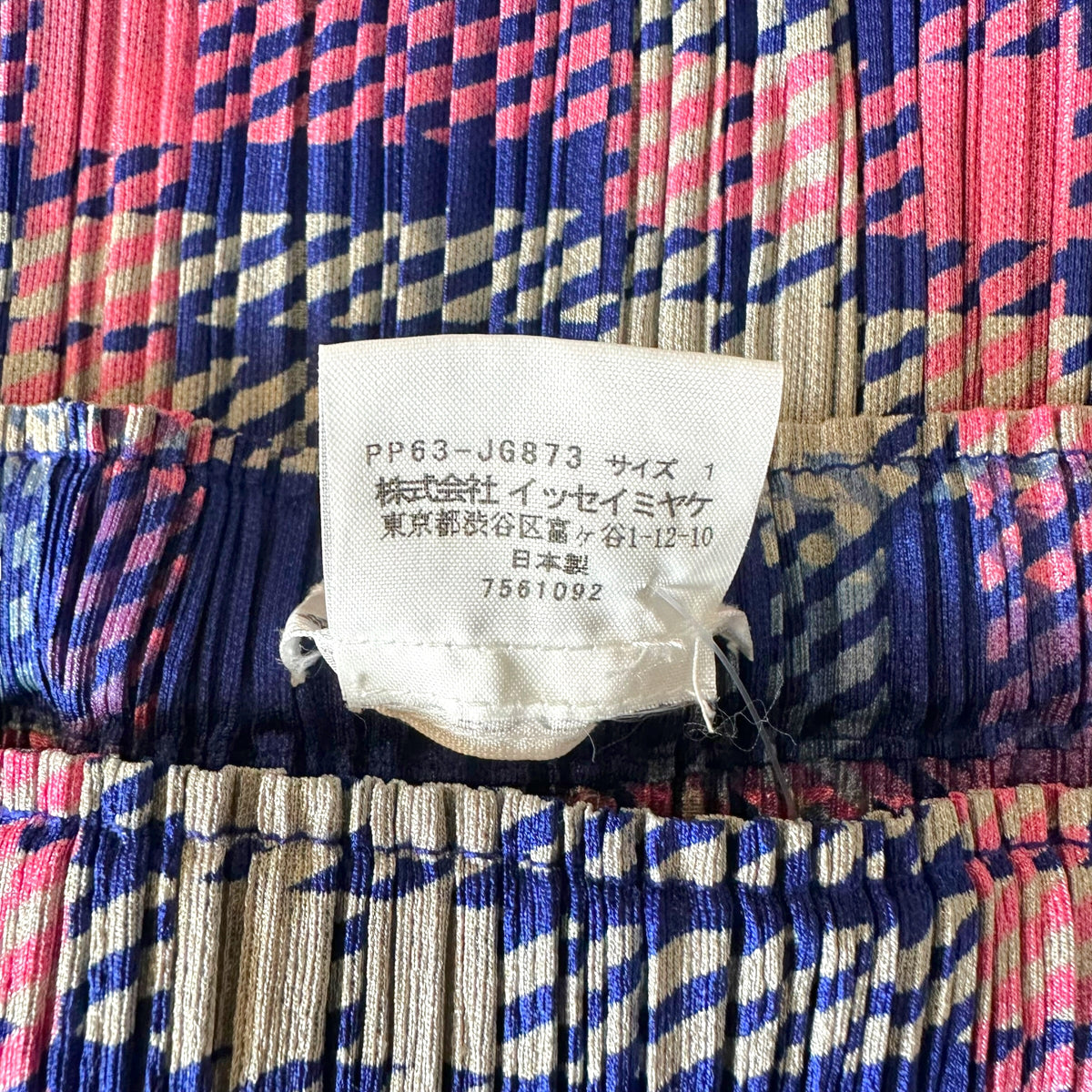 Issey Miyake Pleats Please Blue Pink Plaid Midi Skirt