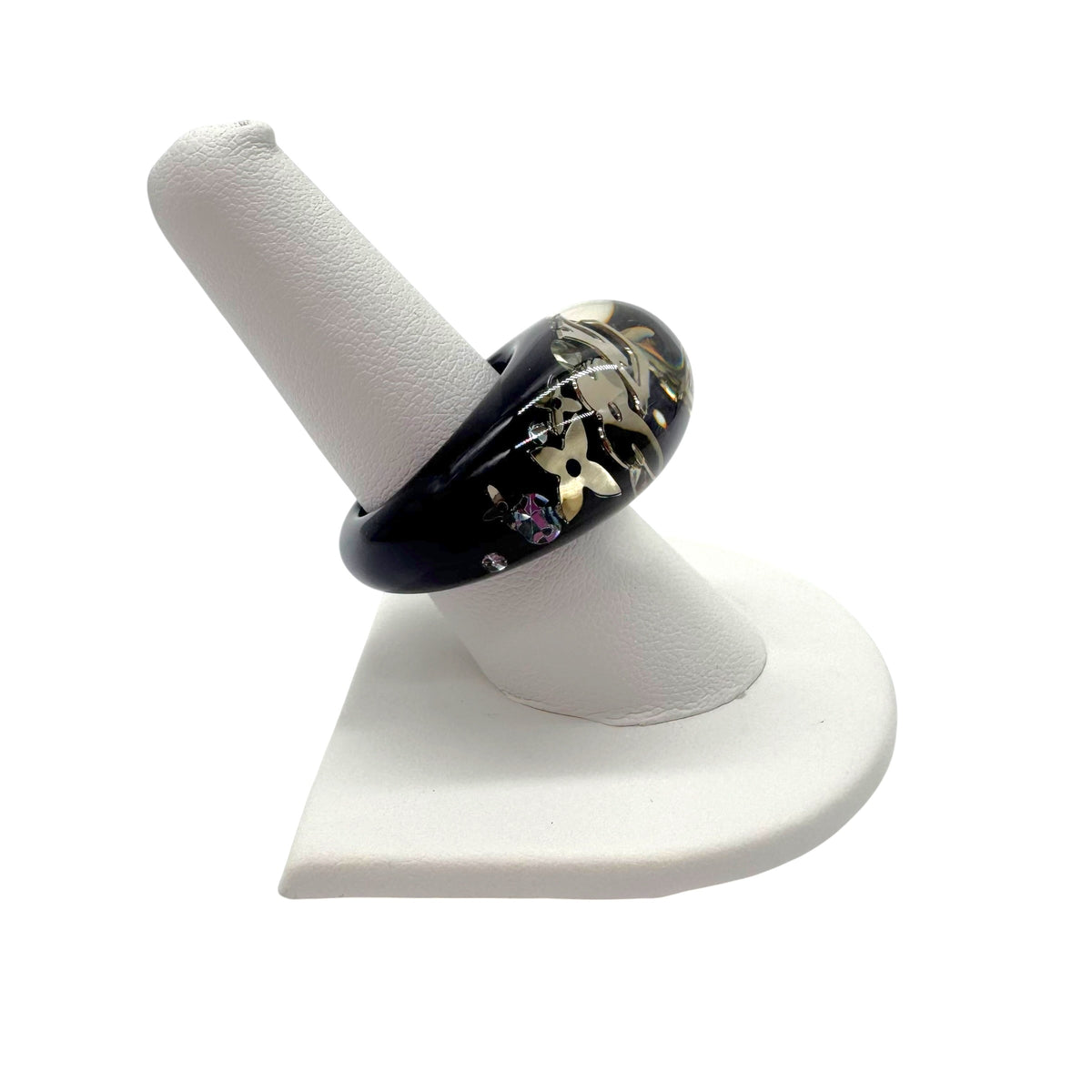 Louis Vuitton Monogram Inclusion Ring Navy Blue Clear Resin