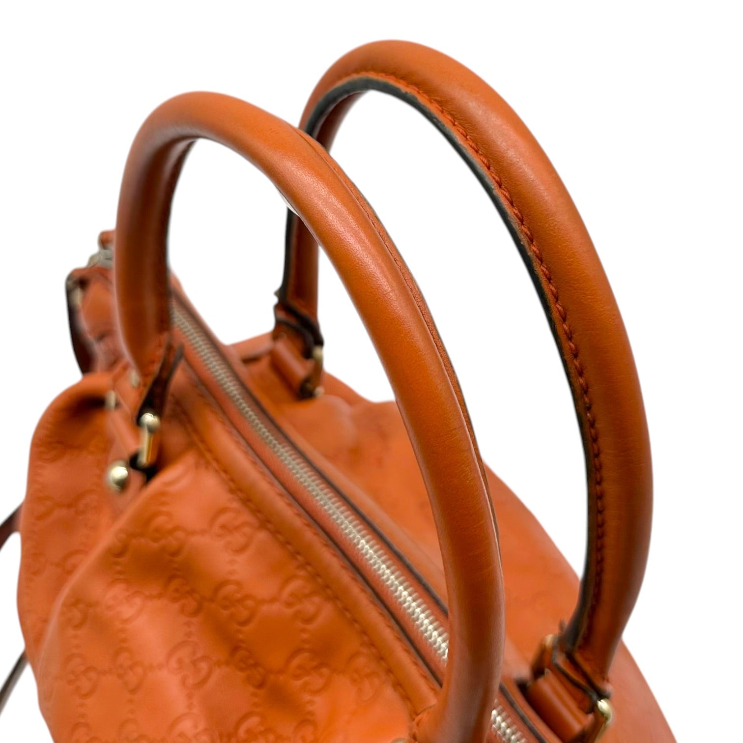 Gucci Orange Embossed Monogram Sukey Tote Bag